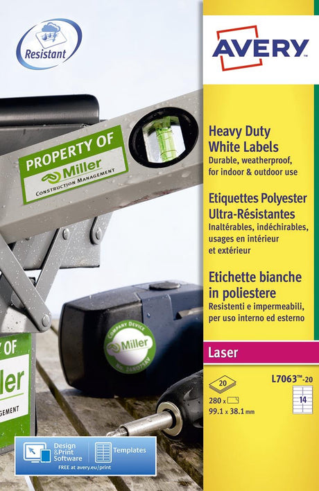 Bardzo białe etykiety o dużej wytrzymałości - laserowe - l7063