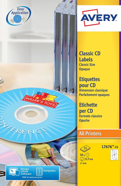 Niemarkowe etykiety na płyty CD sans marque avery, białe, ø 117,0 mm, samoprzylepne