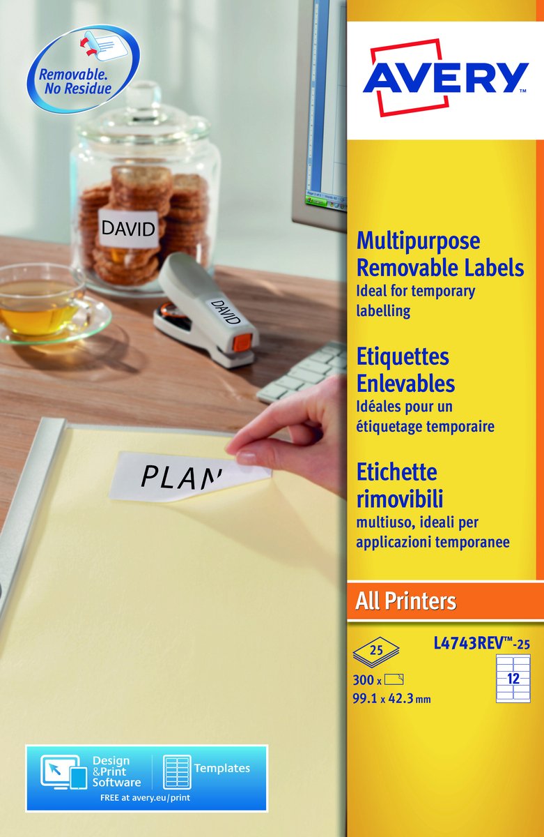 Niemarkowe etykiety wymienne sans marque avery, białe, 99,1 x 42,3 mm, wymienne