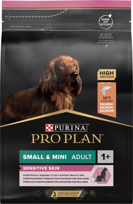 Pro plan small mini dla dorosłych skóra wrażliwa - sucha karma dla psów - łosoś - 3 kg