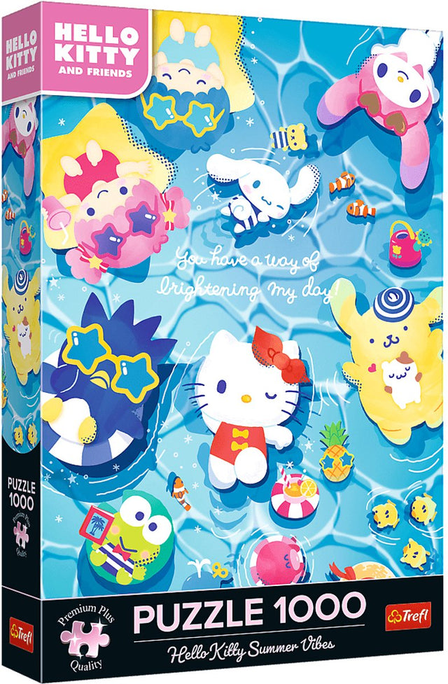 Puzzle Trefl 1000 elementów - hello kitty, letnie klimaty - premium plus karton.