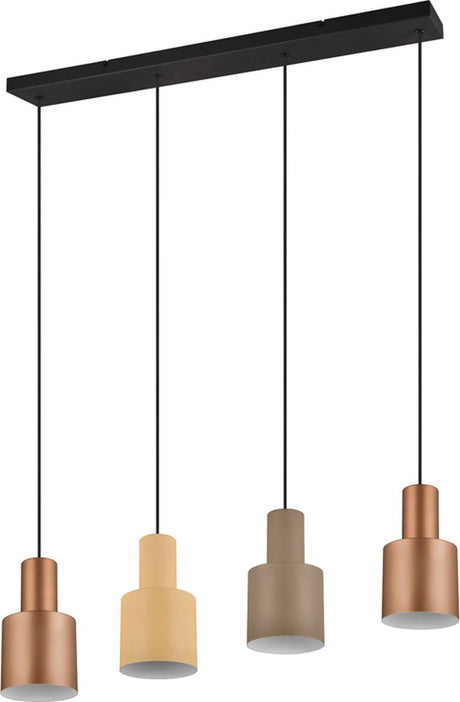 Trio agudo - lampa wisząca - wielobarwna - wył. 4x e27 4w - montaż sufitowy - regulacja wysokości