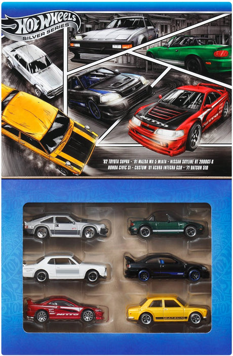Metalowe samochodziki Hot Wheels, skala 1:64, zestaw 6 japońskich pojazdów (style mogą się różnić)