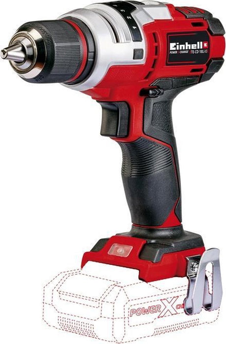 Wiertarko-wkrętarka akumulatorowa Einhell te-cd 18 li e solo - power x-change - 18 V Li-Ion - 47 nm - 0-400 0-1400 obr./min - Bezkluczowy uchwyt wiertarski 13 mm - elektroniczna regulacja momentu obrotowego - nie zawiera. akumulator i ładowarka