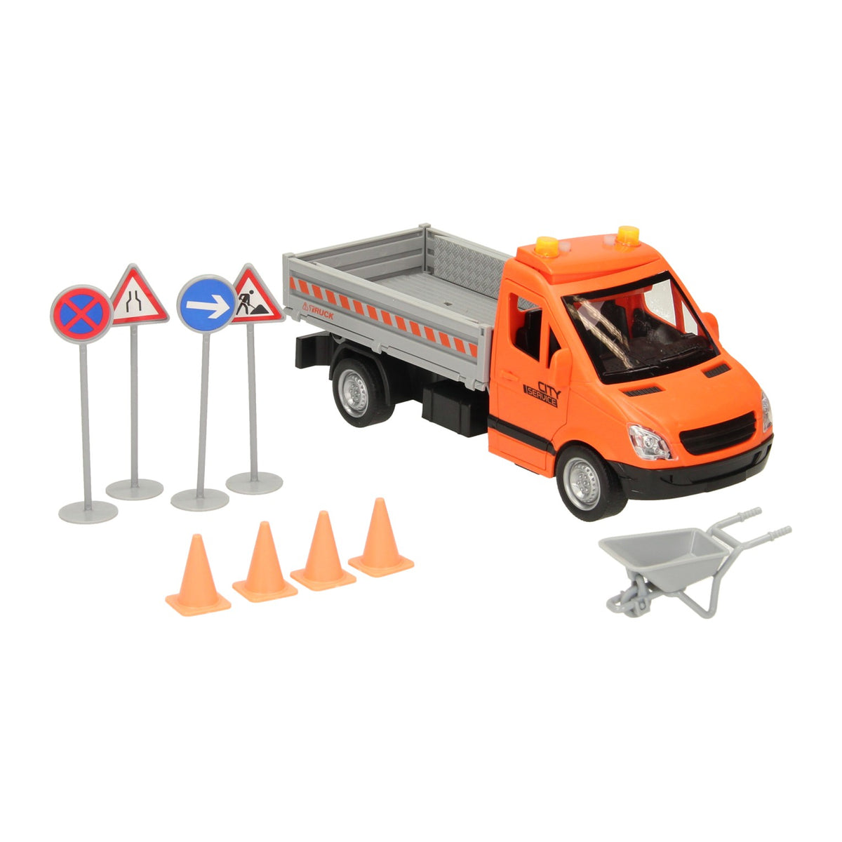 Truck wegwerkzaamheden met licht en geluid