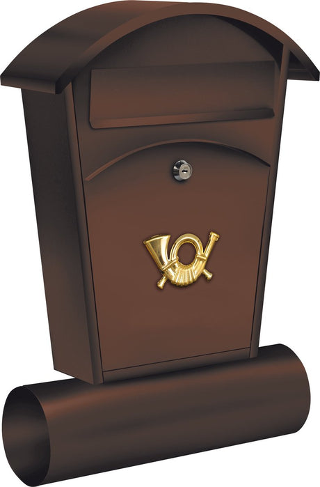 Skrzynka na listy Vorel z rolką gazety i 2 kluczami - brązowa - 480x280x80 mm