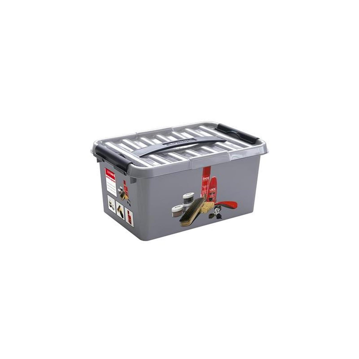 Pudełko do czyszczenia butów Sunware q-line z wkładem 15l - 40x30x18 cm - metal czarny