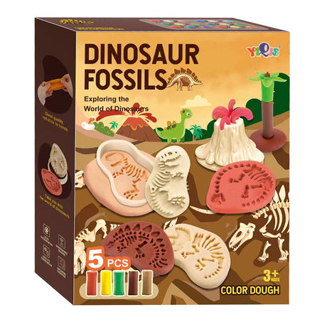 Kleiset dinosaurus fossielen - 5 kleuren klei