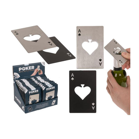 Metalowa karta do pokera Ootb z otwieraczem do butelek 8,6 x 5,4 cm