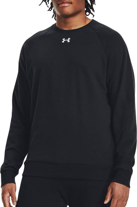 Męska koszulka sportowa Under Armour UA Rival Fleece Crew-BLK – czarno – biała