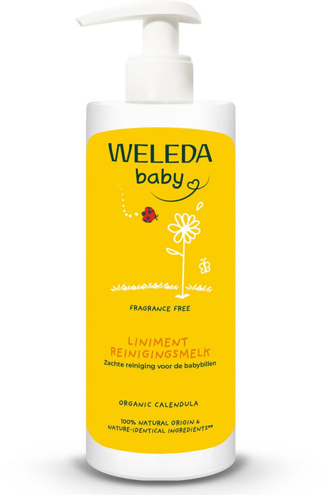 Weleda mleczko oczyszczające dla niemowląt - nagietek - zmiana pieluszki - mleczko oczyszczające pośladki dziecka - delikatnie i łagodnie oczyszcza - 100% naturalnych składników - 400ml
