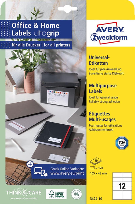 Etykiety Avery 3424-10 105 x 48