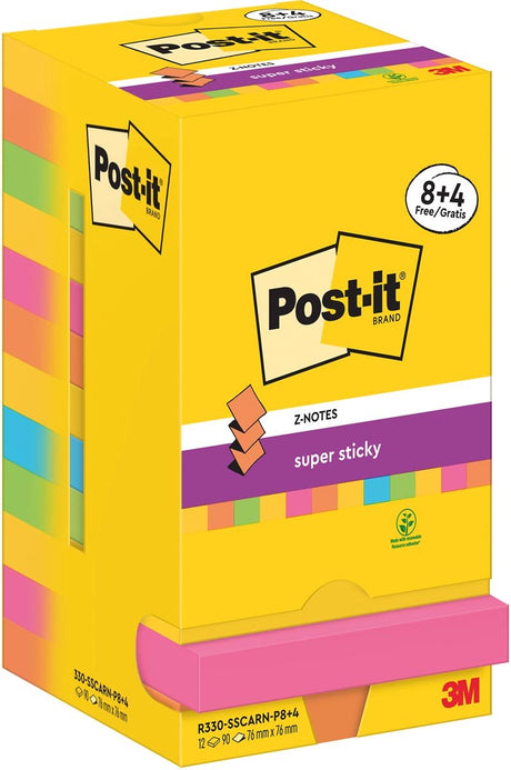 Super lepkie Z-nots post_it r330-sscarn-p8+4 76x76 wielokolorowy