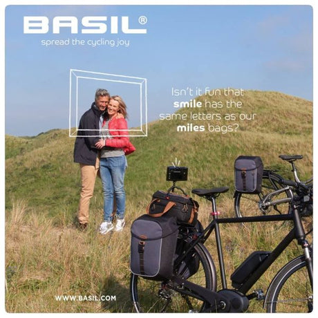 Podwójna torba rowerowa Basil Miles, wodoodporna, uniwersalny system mostowy, 34L, czarny antracyt