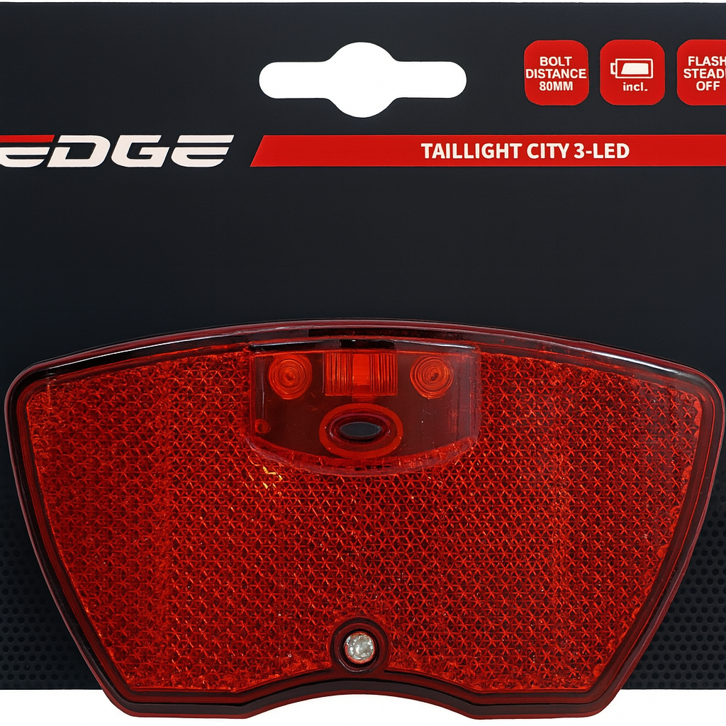 Lampa tylna Edge Carrier City - 3 diody LED -80mm - w zestawie baterie (na karcie)