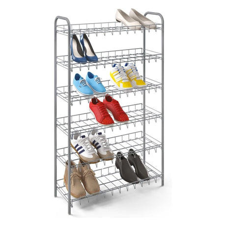 Stojak na buty metaltex 6 pięter 64x23x104 cm srebrny