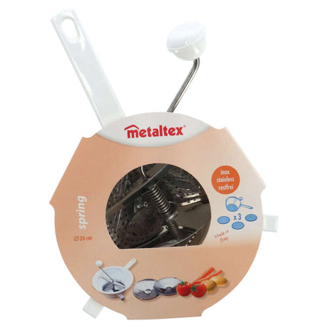 Sito przelotowe Metaltex 20 cm ze stali nierdzewnej w kolorze białym