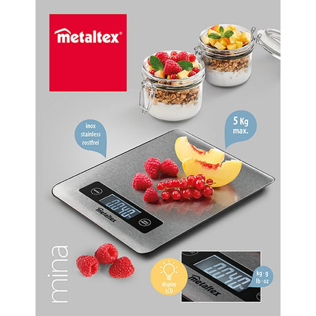 Pomoce kuchenne Metaltex Mina cyfrowa waga kuchenna ze stali nierdzewnej