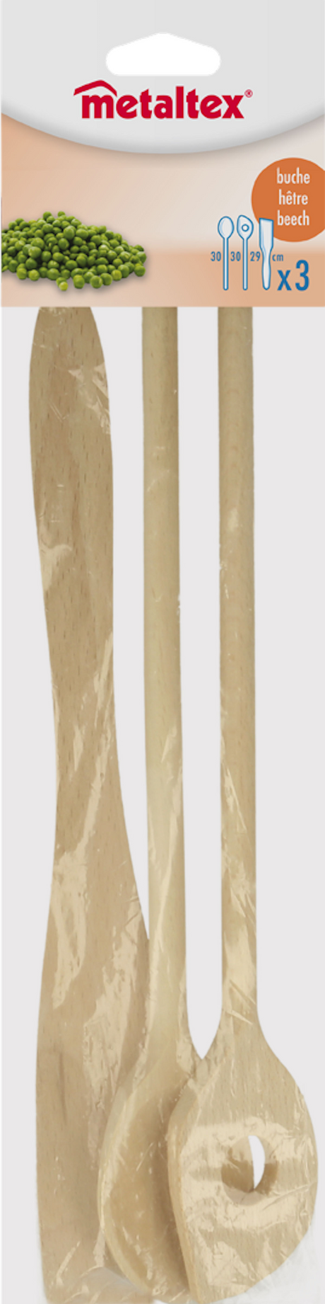 Łopatka Metaltex z drewna bukowego + 2 chochle 27cm