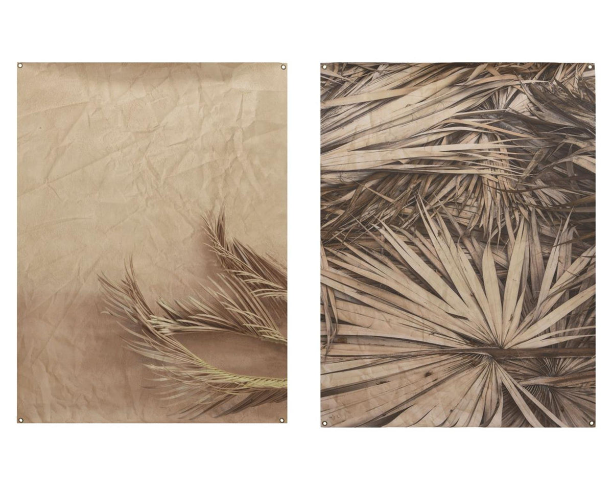 Tkanina ścienna Decoris z wiszącymi oczkami 90x120cm fototapeta z liściem palmowym 2 sztuki