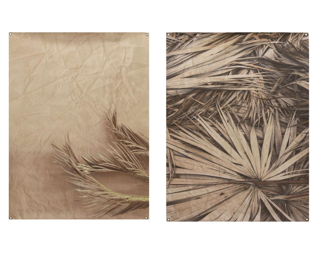 Tkanina ścienna Decoris z wiszącymi oczkami 90x120cm fototapeta z liściem palmowym 2 sztuki