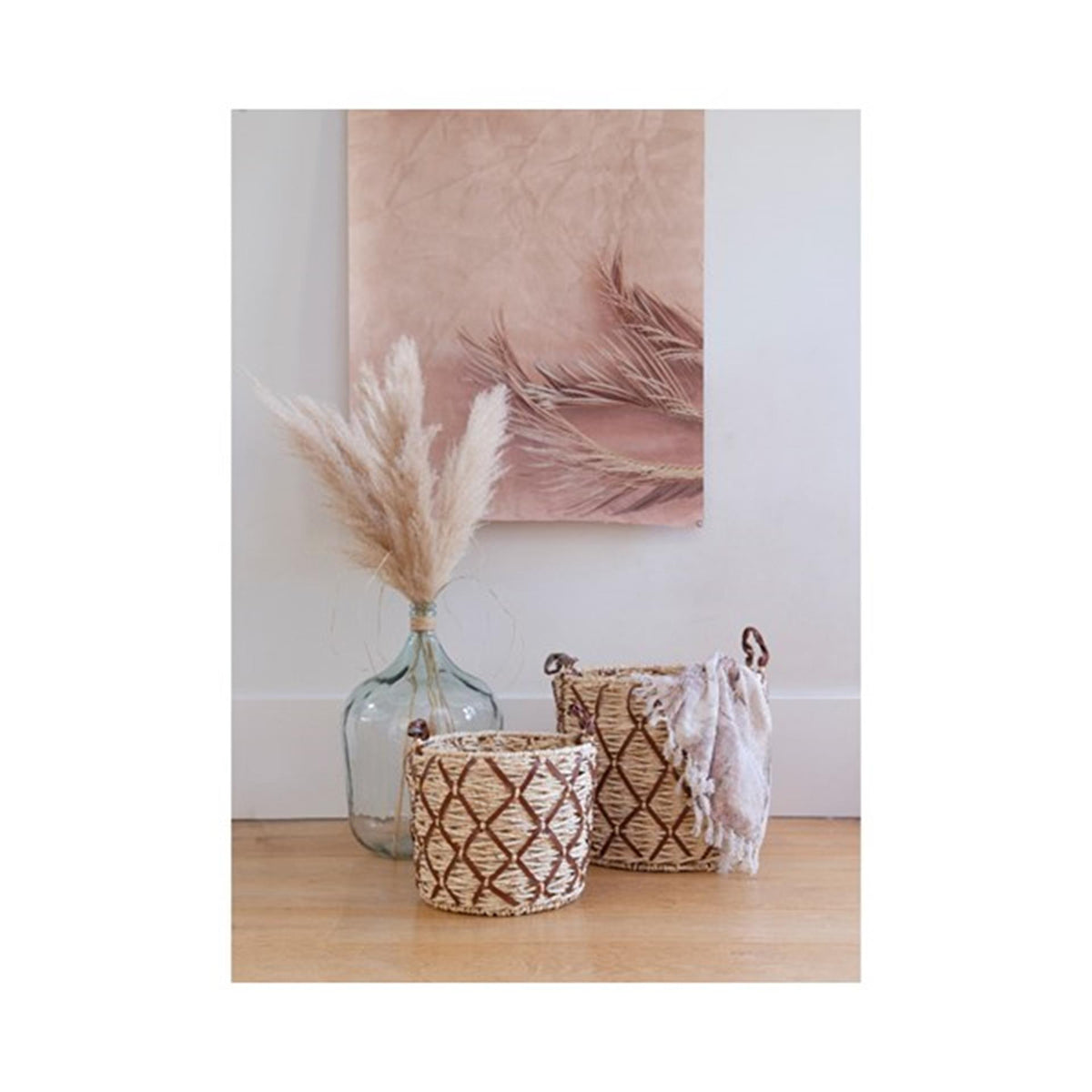 Tkanina ścienna Decoris z wiszącymi oczkami 90x120cm fototapeta z liściem palmowym 2 sztuki