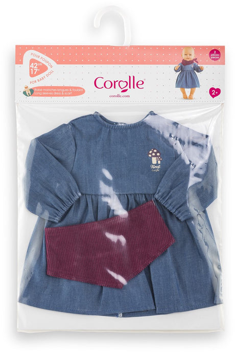 Sukienka dla lalki Corolle jeansowa z szalikiem dla lalki baby 42cm - ubranka dla lalek.