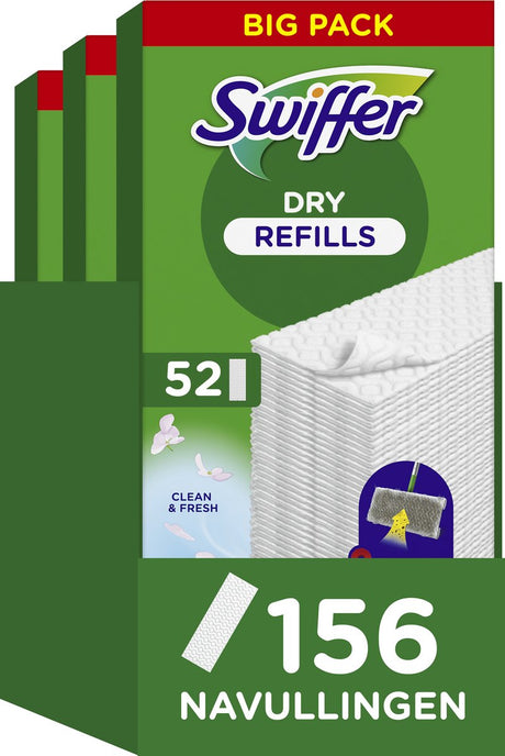Chusteczki do czyszczenia podłóg Swiffer - suche chusteczki do czyszczenia podłóg - 3 x 52 = 156 wkładów