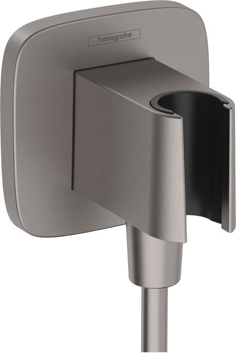 Hansgrohe fixfit - kolanko przyłączeniowe do ściany z uchwytem na główkę prysznicową, czarny szczotkowany chrom 26887340