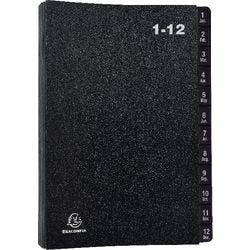 Folder sortujący exacompta czarny 1-12 zakładek