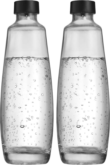 Szklane karafki Sodastream 1l, duet | 2 sztuki | nadaje się tylko do podwójnych urządzeń do przygotowywania wody gazowanej
