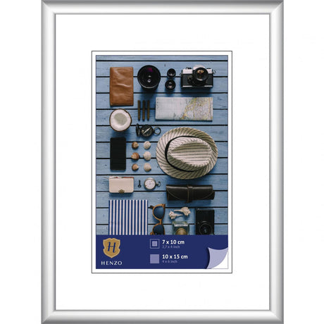 Ramka na zdjęcia Henzo ramka napoli 10x15cm z passepartout 7x10cm srebrny plastik