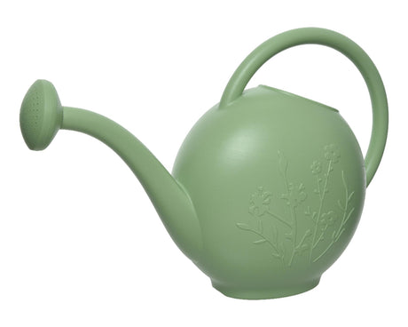 Plastikowa konewka Decoris z nadrukiem kwiatowym d52-szer.21-wys. 38 cm 9 litrów jasnozielona