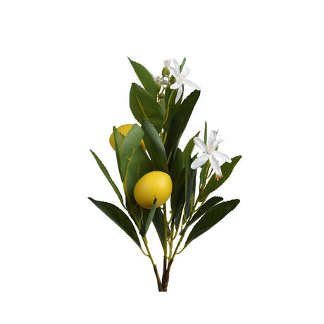 Decoris sztuczny kwiat cytryny z kwiatem poliester pe 23x10x56cm biało-żółty