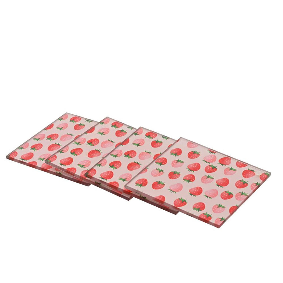 Decoris podstawka truskawkowa wykonana ze szkła 8x8x0,3cm