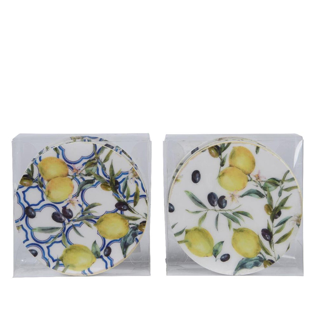 Decoris podkładka cytrynowa 4-częściowa płyta MDF o średnicy 10 cm 2 różne kolory