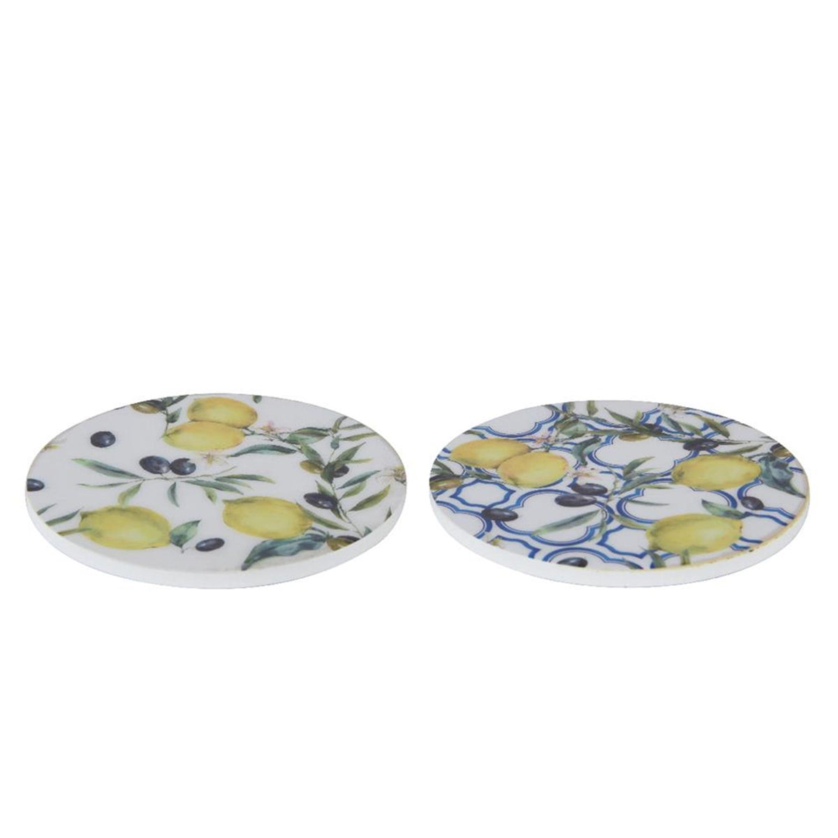 Decoris podkładka cytrynowa 4-częściowa płyta MDF o średnicy 10 cm 2 różne kolory