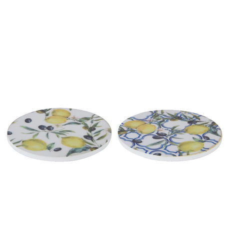 Decoris podkładka cytrynowa 4-częściowa płyta MDF o średnicy 10 cm 2 różne kolory