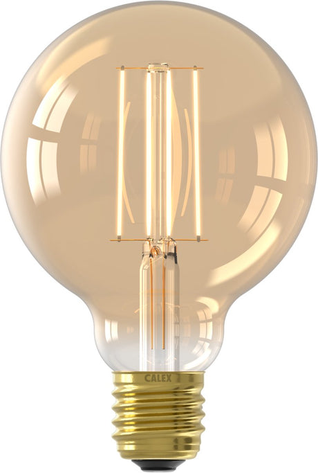 Lampa LED z żarnikiem Calex - źródło światła vintage G95 - E27 - złoty - ciepłe białe światło - możliwość ściemniania