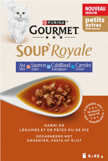 Wyśmienita karma dla kotów zupa mokra Royale - łosoś - 4 x 6x45g