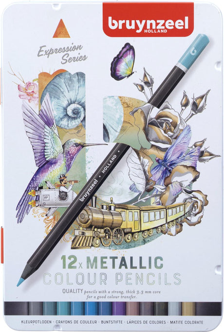 Kredki Bruynzeel w odcieniach metalicznych, puszka 12
