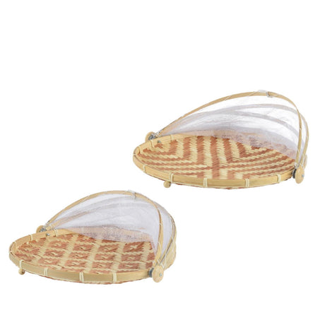 Decoris pokrywka do żywności bambusowa FSC mix 70% ø35cmh22cm romb lub pasek