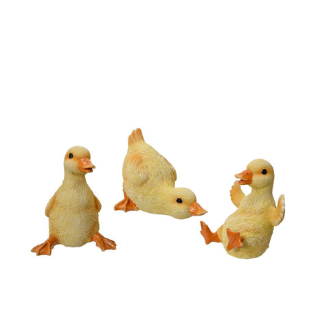 Figurka Decoris kaczka z żywicy poliestrowej 10x11x13,5 cm 3 różne kolory