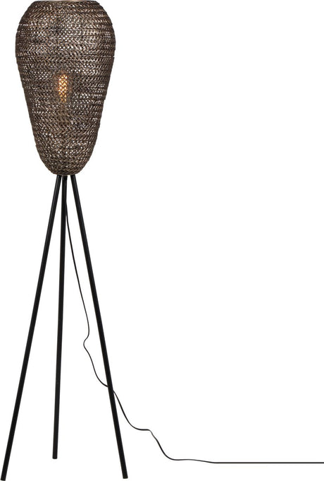 Trio ziva - lampa podłogowa - stary mosiądz - wył. 1x e27 4 w - włącznik nożny