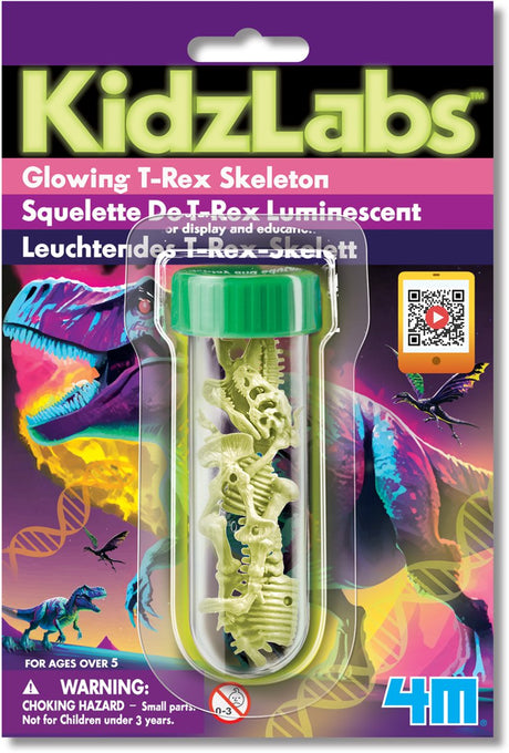 Dino 4m świecące w ciemności - szkielet tyranozaura - nauka i gry - modelarstwo - kidzlabs - 5+