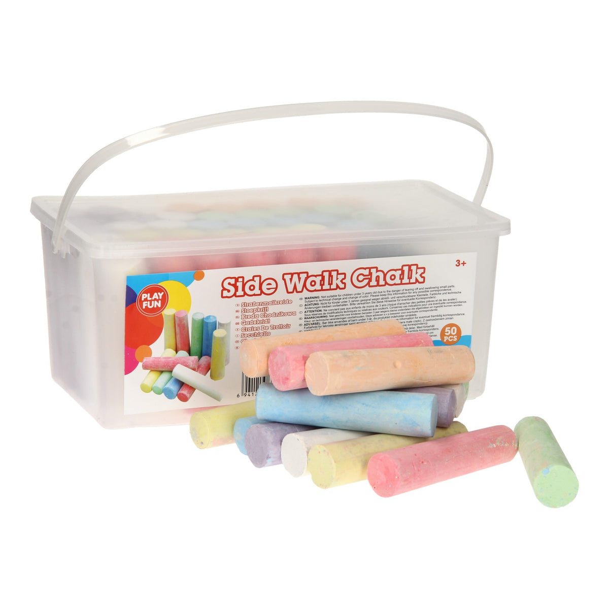 Kreda chodnikowa Playfun w wiaderku, 50 szt.