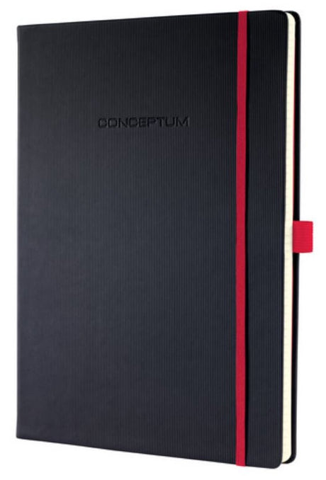 Notatnik Sigel Conceptum Red Edition A5, czarna, twarda oprawa, 194 strony, linia 80 gramów