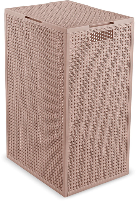 Kosz na bieliznę Curver Kaya z pokrywką - 60l - 38x29x58,5 cm - ciepły taupe