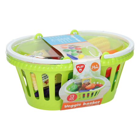 Zabawkowy kosz na warzywa Playgo - 13-częściowy plastikowy zestaw do zabawy z warzywami.