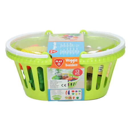 Zabawkowy kosz na warzywa Playgo - 13-częściowy plastikowy zestaw do zabawy z warzywami.